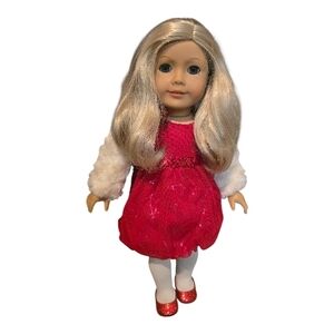 American Girl Doll 2013 with Blonde Hair and Red Dress